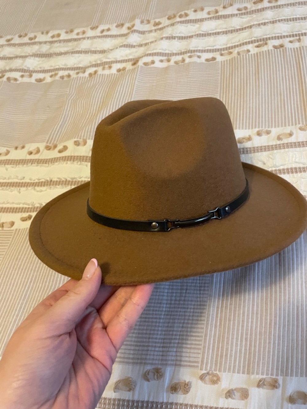 Classic Brown Felt Fedora Hat with Black Band